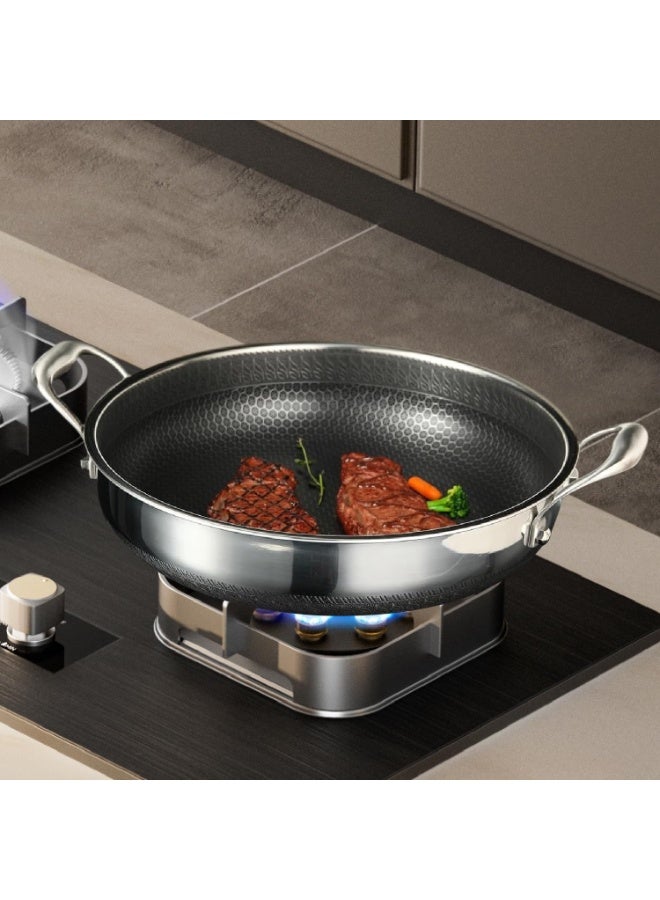 Arabest Stainless Steel Paella Pan, 34CM Paella Pan with Lid, Tri-Ply Nonstick Large Honeycomb Skillet, Stainless Steel Cookware, Induction Pan, Skillets for Outdoors, Camping, Parties, Cooking Pot - Image 5